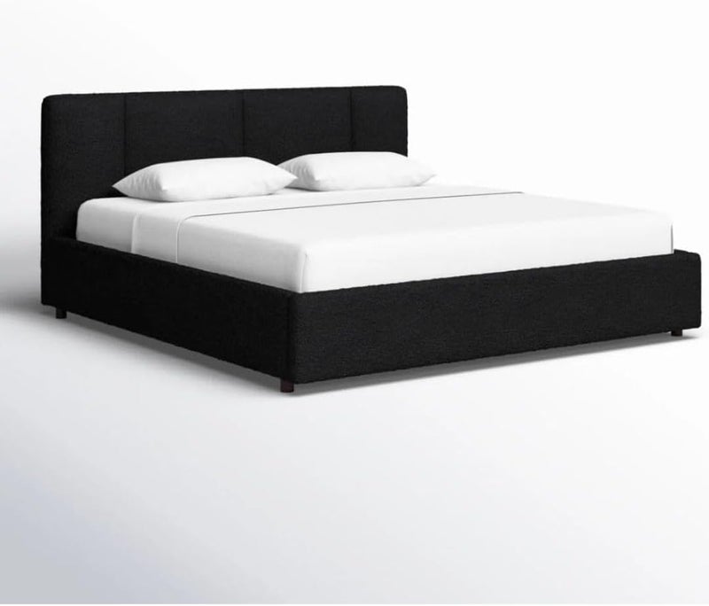 Comfynest Upholstered Platform Bed with Padded Headboard - Modern Bedroom Furniture (Black, 120x200) - Image 4
